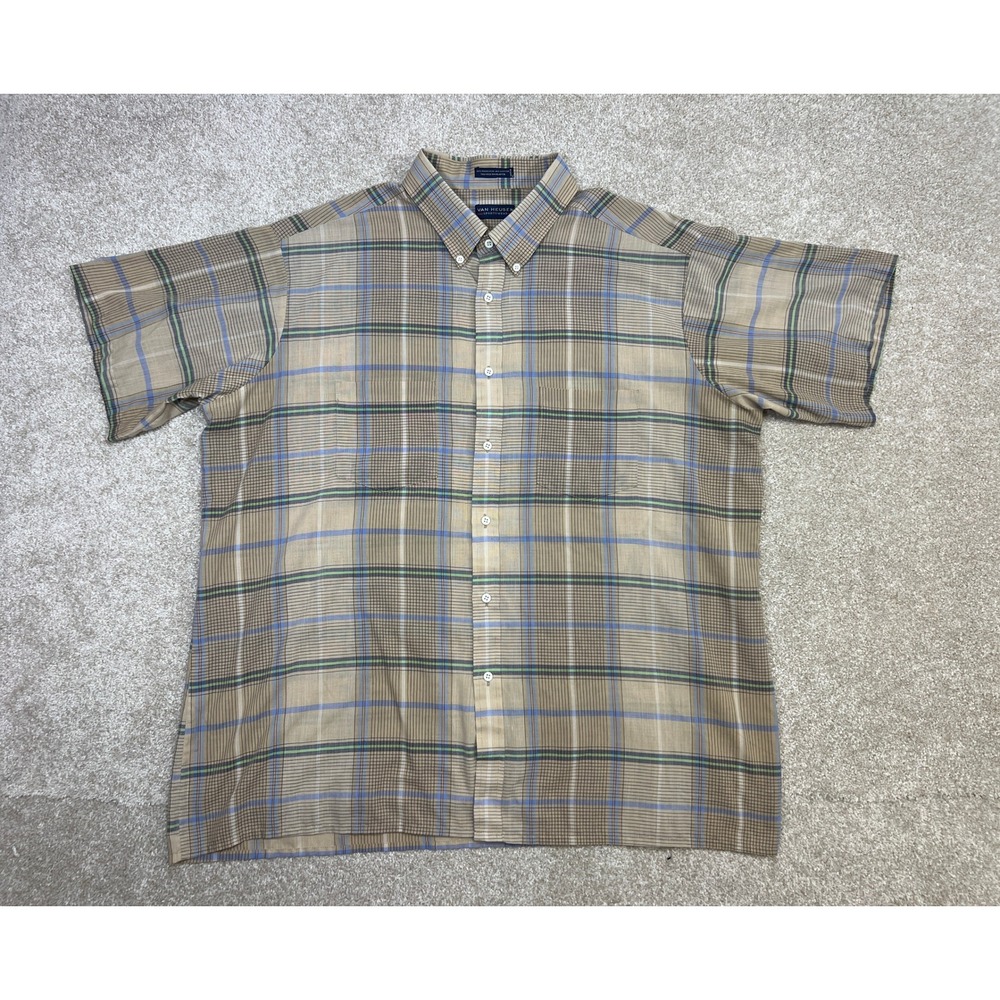 Van Heusen Sportswear Mens Plaid Short Sleeve Button Up Shirt XL Grandpacore